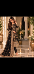 Zareen Black & Gold Brocade Suit