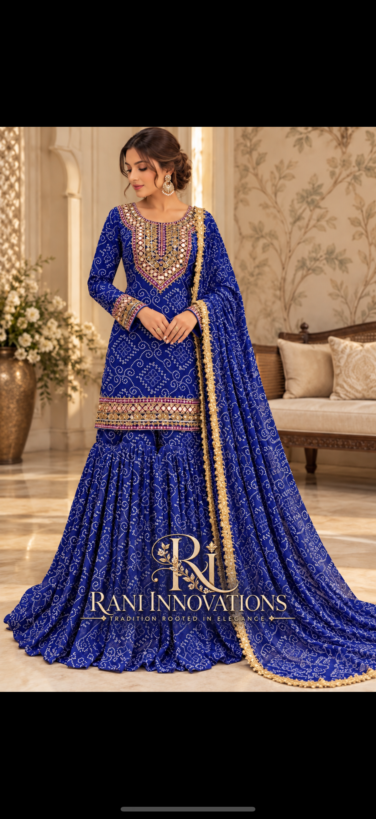 Royal Blue Bandhani Gharara Set