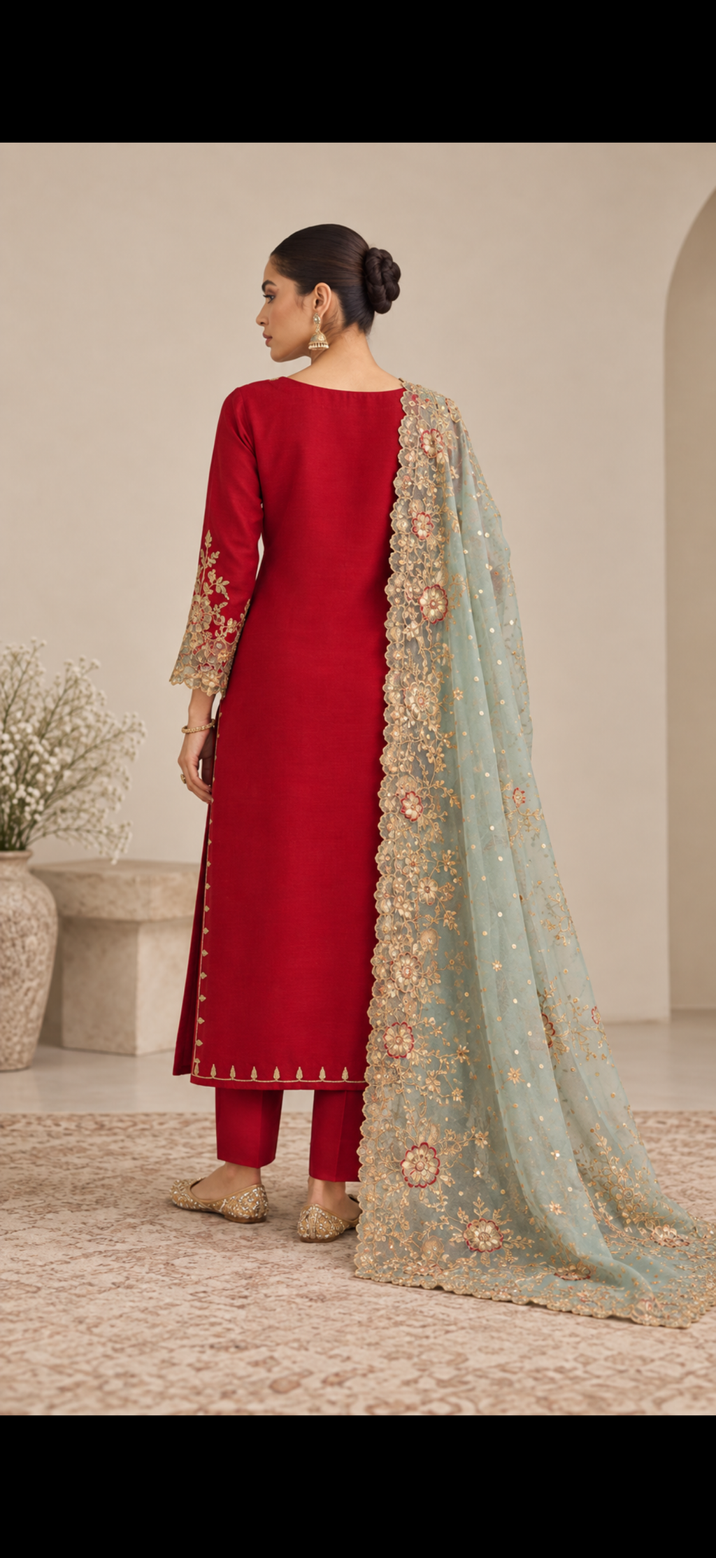 Zohra Ruby & Sage Suit