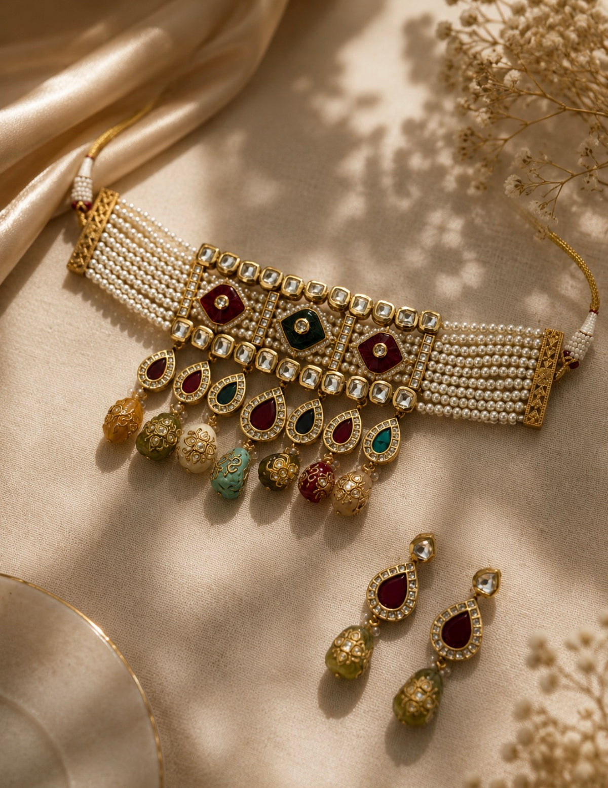 Noor Meenakari Pearl Kundan Choker Set