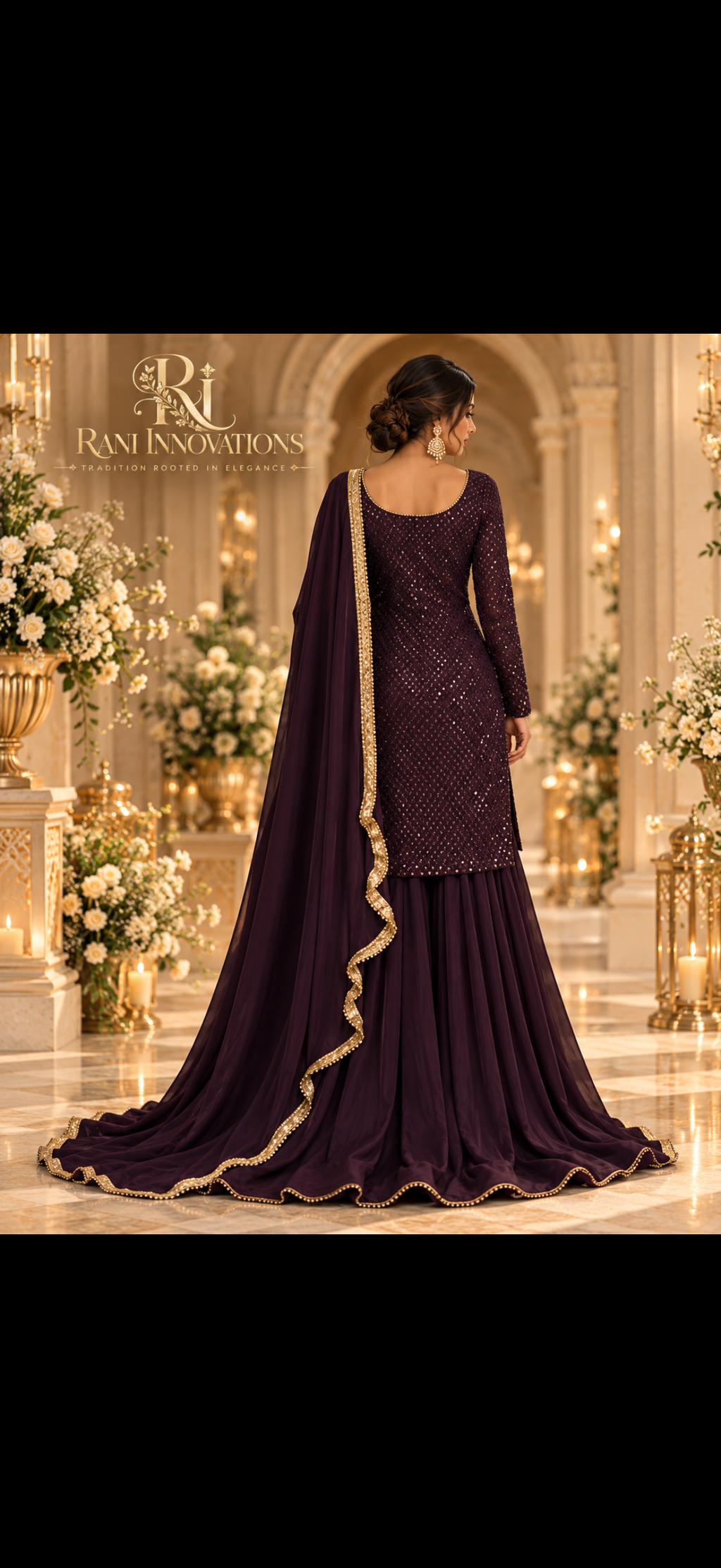 Noor Plum Embellished Sharara Set