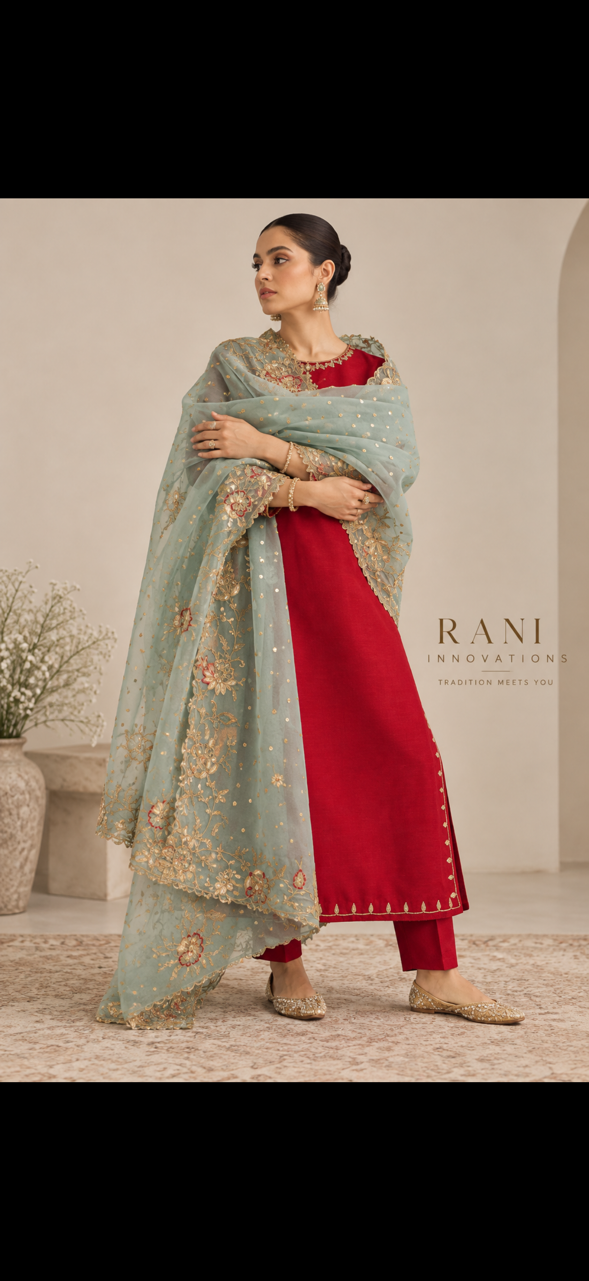 Zohra Ruby & Sage Suit
