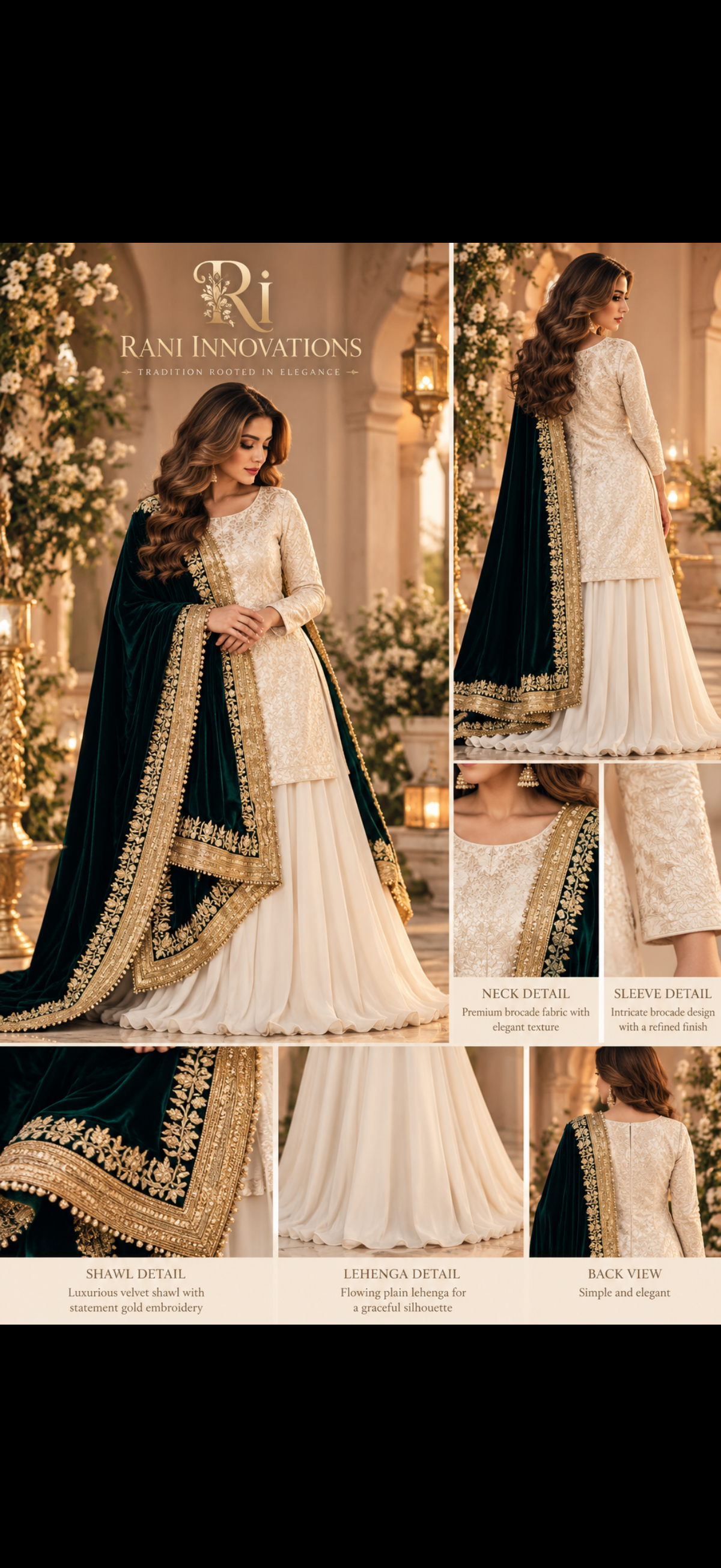 Noor Emerald Velvet Lehenga Set