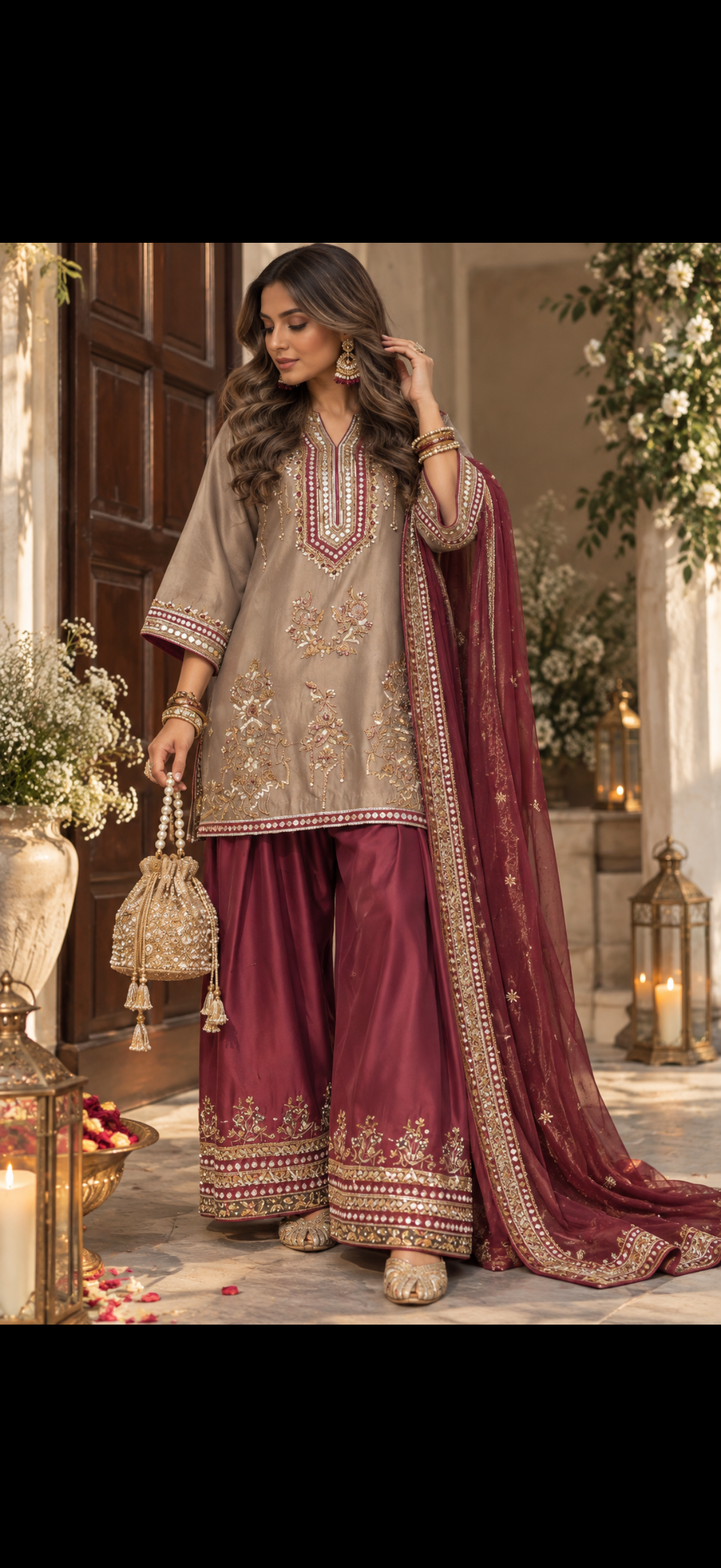 Mehrunnisa Maroon Farshi Salwar Set